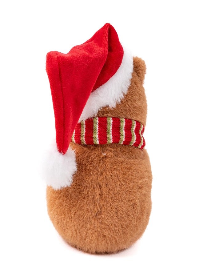 Plushland Christmas Capybara Plush - Festive Stuffed Animal with Santa Hat & Scarf, Cuddly Emotional Support Toy, for Kids & Capybara Lovers 8 Inch - Image 4